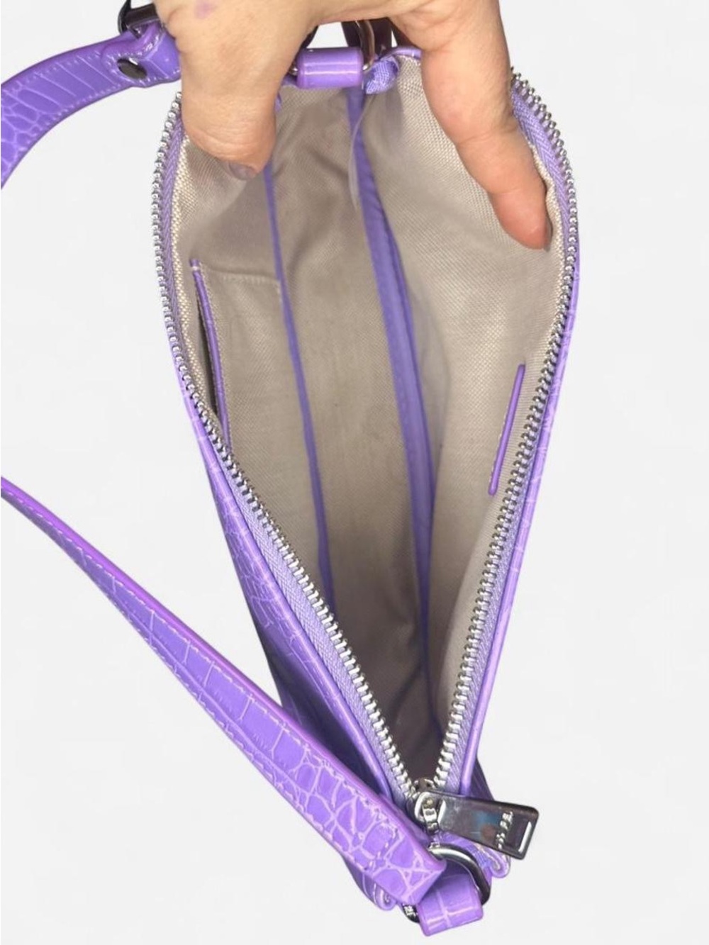 JW PEI Purple Croc-Embossed Shoulder Bag - Picture 6 of 8